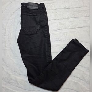 AllSaints Women's Black Denim Exposed Zipper Skinny Jeans Size 28